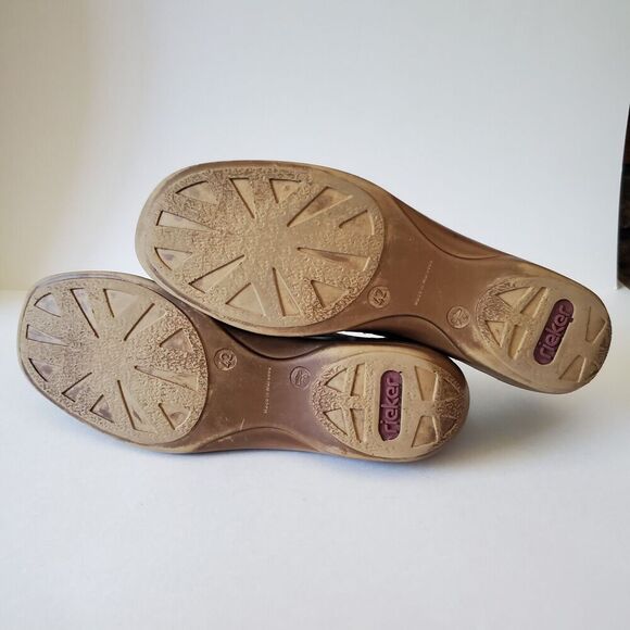 RIEKER Antistress Black Leather Mary Jane Flats Women's EU 42 US 11-12 Laser Cut - Picture 11 of 16